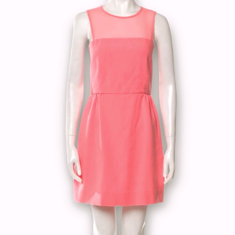 Sandro Paris Womens Dress Small Sleeveless Shift Mesh Barbiecore Designer Luxury